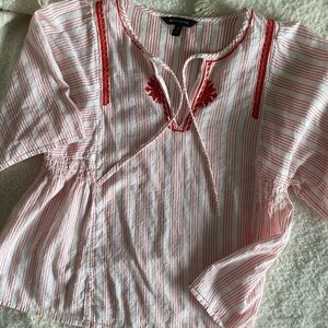 Banana Republic Red and White Blouse Relaxed Fit